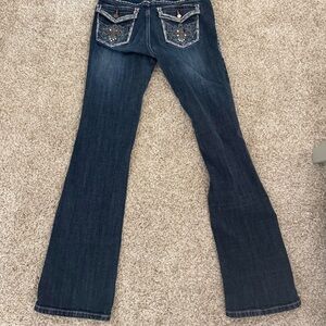 Cello Dark Blue Flare Jeans with Embellished Pockets